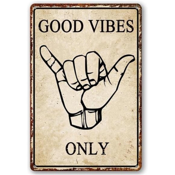 Funny Metal Tin Sign Good Vibes Only Sign Vintage Road Signs Beach Room Decor - Picture 8 of 8